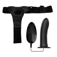 Černý pás strap-on s vibračním penisem 18,5 cm pegging - 78192200 - 4