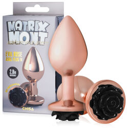 Smyslný anální kolík s černou růží Evil Rose 9 cm - 79251909