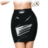 Šněrovaná černá sukně + tanga Glossy Wetlook Leanne - 76600590 - 5