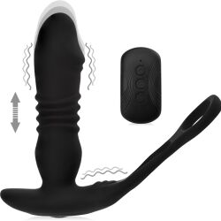 DUÁLNÍ POSUVNÝ MASAŽÉR PROSTATY S EREKČNÍM KROUŽKEM 12 FUNKCÍ + TURBO - 73024058