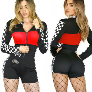 Senzuální erotický overal s šortkami a zipem Racer Girl - 70496290