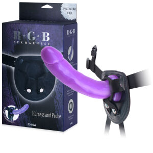 Strap-on s fialovým realistickým dildem 17 cm BDSM LGBT - 71242178