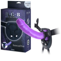 Strap-on s fialovým realistickým dildem 17 cm BDSM LGBT - 71242178