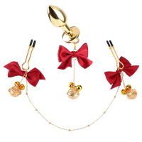 Anální kolík a svorky na bradavky s červenými stužkami - 79050503 - 5