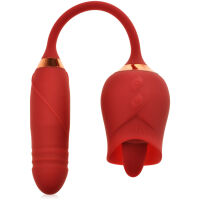 ŽENSKÝ DVOJITÝ MASTURBÁTOR 100 MOŽNOSTÍ POUŽITÍ S POSUVNÝM PENISEM A POHYBLIVÝM JAZYKEM 2v1 - 77452900 - 7