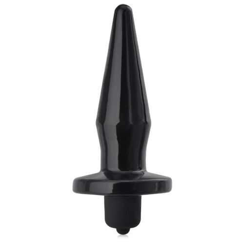 Černý gelový, štíhlý anální kolík turbo vibrace 14 cm - 75247561