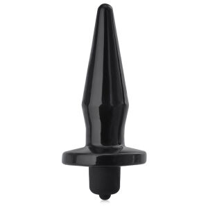 Černý gelový, štíhlý anální kolík turbo vibrace 14 cm - 75247561