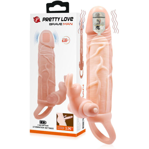 NÁVLEK ZVĚTŠUJÍCÍ PENIS O  5 cm S VIBRAČNÍ ŠPIČKOU - 10 FUNKCÍ - 72714981