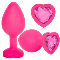 Silikonový růžový anální kolík se srdíčkem 8,1 cm - 77080715 - 5