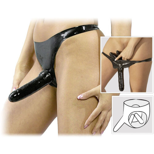 TROJITÝ LATEXOVÝ STRAP-ON PRO PÁRY - STIMULUJE TŘI DÍRKY SOUČASNĚ  - 78670391