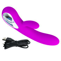 Silikonový fialový vibrátor 12 funkcí masáže a výstupek pro klitoris - 78058078 - 3