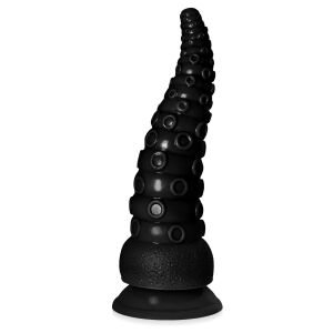 Ohebné texturované černé dildo 21 cm ve tvaru chapadla - 72773374