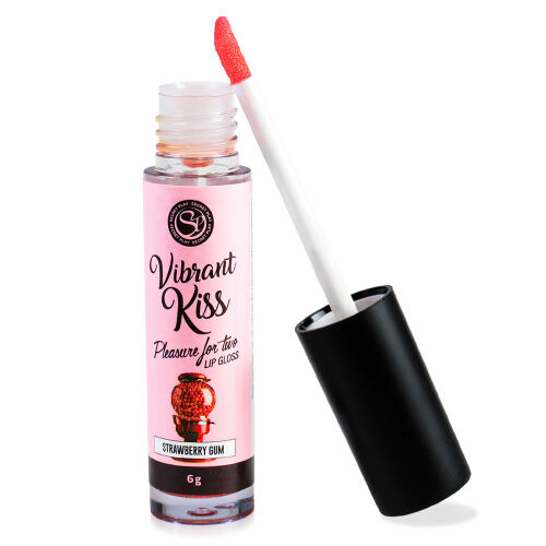 Vibrant Kiss Strawberry příchutný lesk na rty vibrátor v kapalině - 77682827