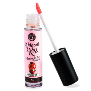 Vibrant Kiss Strawberry příchutný lesk na rty vibrátor v kapalině - 77682827