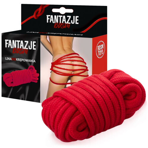 Odolné červené lano pro BDSM svazování 100% bavlna 5m - 76573174