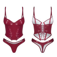 Obsessive Redya vínový komplet spodního prádla korzet + tanga - 74948775 - 6