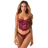 Obsessive Redya vínový komplet spodního prádla korzet + tanga - 74948775 - 5