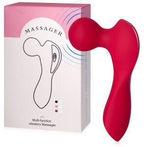 Červený mini masážní přístroj pro ženy wand 10 možností vibrací - 78493416