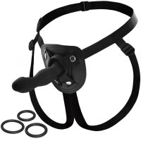 PEVNÝ, POHODLNÝ PÁS STRAP-ON SE SILIKONOVÝM PENISEM A SADOU KROUŽKŮ  - 71694560 - 4