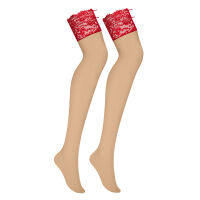 Obsessive tělové punčochy s červenou krajkou Rediosa - 74445376 - 4