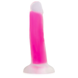 Růžové fluorescenční dildo penis 14 cm svítí ve tmě - 79989968