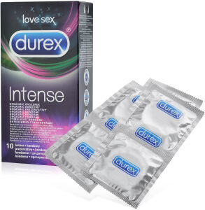 DUREX INTENSE - 10 KUSŮ - SILNĚ STIMULUJÍCÍ KONDOMY, VROUBKOVANÉ S VÝČNĚLKY, POKRYTÉ GELEM DESIREX - 70288572