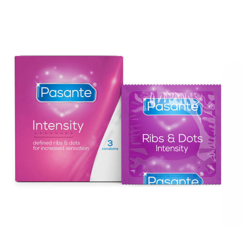 Pasante Intensity kondomy s proužky a výstupky 3 ks - 70330629