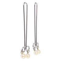 Sada ocelových svorek na bradavky s perlami BDSM - 73380197 - 2