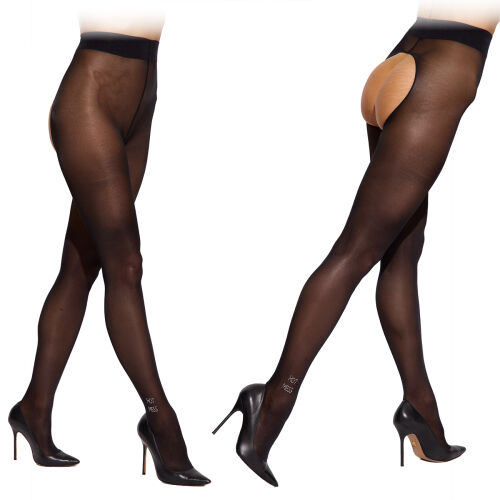 Obsessive Norless otevřené punčocháče s nápisem „HOT MESS“ S/M - 71387816