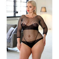Síťované erotické body XL–XXXL – elastický bodystocking Plus Size – 74142600 - 2