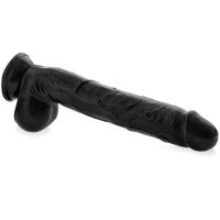 Super dlouhý penis, mohutné černé dildo s varlaty, 25 cm - 70988655 - 2