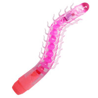 Ohebný růžový vibrátor se stimulačními výstupky 24 cm - 78479464 - 2