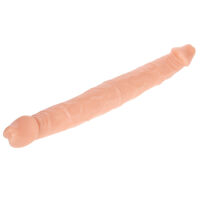 Dvojitý realistický dildo s ohebnou kostrou, 38 cm, tělové barvy - 73256620 - 2