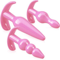 VELKÁ SADA 6 KS KE STIMULACI ANUSU ANÁLNÍ KOLÍK GELOVÝ PLUG S ÚCHYTEM RŮŽOVÁ BARVA - 71062459 - 2