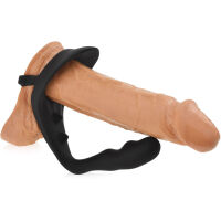 KROUŽEK NA PENIS A VARLATA ANÁLNÍ STRAP-ON COCK RING S DILDEM  - 77209672 - 2