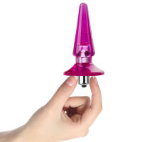 Růžový anální kolík s vibracemi, gelový plug 7 vibrací – 70644032 - 3