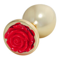 Elegantní anální kolík Spark Rose s červenou růží 9 cm - 76551721 - 2