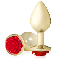 Elegantní anální kolík Spark Rose s červenou růží 9 cm - 76551721 - 5