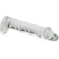 SKLENĚNÝ PENIS S VARLATY ŽILNATÉ DILDO PENETRÁTOR VAGÍNY A ANUSU ZE SKLA - 77449984 - 2