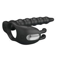 Vibrační návlek na penis s dildem a stimulátorem klitorisu - 72010044 - 7