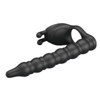 Vibrační návlek na penis s dildem a stimulátorem klitorisu - 72010044 - 5