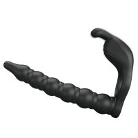 Vibrační návlek na penis s dildem a stimulátorem klitorisu - 72010044 - 2