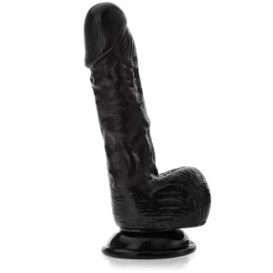 Realistické dildo umělý penis s varlaty 18 cm černé barvy - 77060603