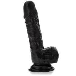 Realistické dildo umělý penis s varlaty 18 cm černé barvy - 77060603