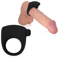 Černý erekční kroužek na penis s vibracemi - 71923663 - 5