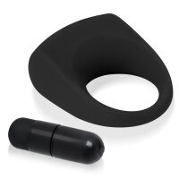 Černý erekční kroužek na penis s vibracemi - 71923663 - 4