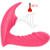 VIBRÁTOR S FUNKCÍ SÁNÍ A NAHŘÍVÁNÍ DO 45°C, SACÍ MASAŽÉR VAGINÁLNĚ-KLITORÁLNÍ RŮŽOVÁ BARVA - 78268677 - 5