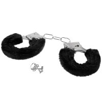 Černá erotická pouta s kožíškem pro BDSM páry - 70170188 - 2