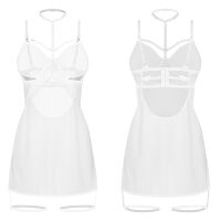 Obsessive Arrowel bílá košilka + choker a pásky na stehna - 76402025 - 5