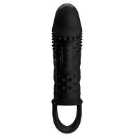 Vibrační černý návlek na penis s výstupky prodlužovač + 2 cm - 79574619 - 4